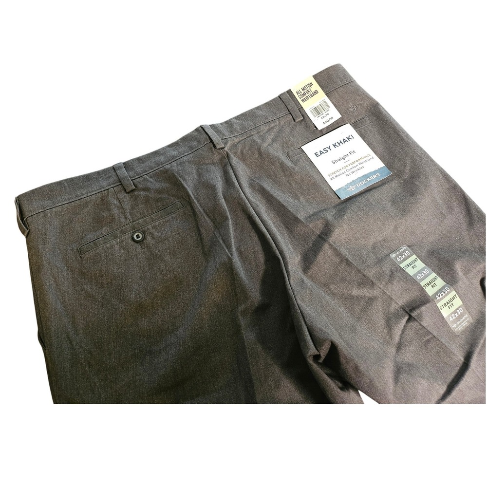 Dockers Easy Khaki Pants Mens 42x30 Grey Straight Fit Stretch No Wrinkle NWT